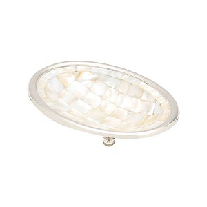 SABONETEIRA EM AÇO INOX COM MADRE PÉROLA 16 X 11,5 X 3 CM