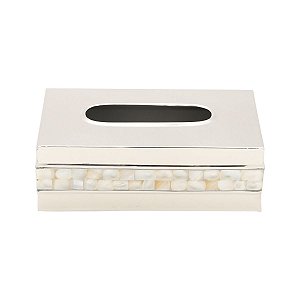 PORTA LENÇO DE PAPEL EM AÇO INOX COM MADRE PÉROLA
