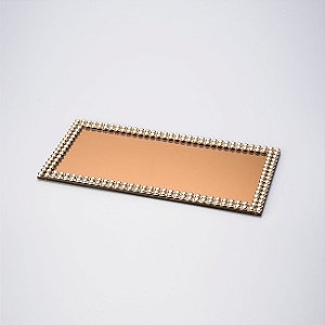 SUPORTE C/ESPELHO DOURADO E DECORAÇÃO EM ACRÍLICO