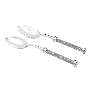 CJ. 2 TALHERS DE ZAMAC PRATEADO C/ CABO TRANÇADO 28CM
