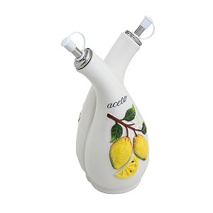 GARRAFA DUPLA DE CERÂMICA P/AZEITE E VINAGRE LEMONS 300ml