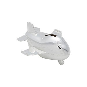 COFRE PRATEADO AVIÃO DE ZINCO 13X12X8CM