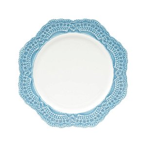 CJ 6 PC PRATO DE SOBREMESA DE PORCELANA GIVEMY AZUL CLARO