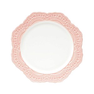 CJ 6 PC PRATO DE SOBREMESA DE PORCELANA GIVEMY ROSA CLARO