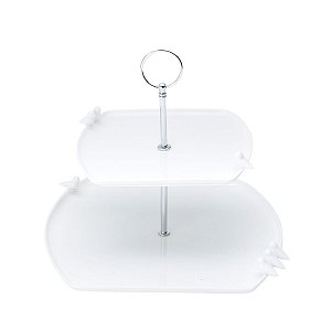 PRATO P/DOCE DUPLO DE PORCELANA BIRDS 31/22,5X23CM