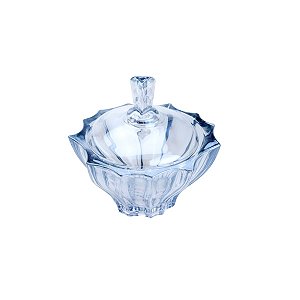 POTICHE DECORATIVO  DE CRISTAL E TAMPA PARADISE AZUL 12X12cm