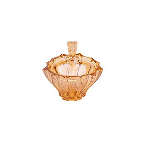 POTICHE DECORATIVO  DE CRISTAL  E TAMPA PARADISE ÂMBAR 12X12CM