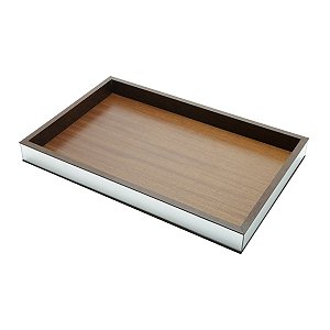 BANDEJA DE MADEIRA C/ESPELHO 34,5X20X4,5cm