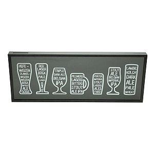 QUADRO DE MADEIRA P/TAMPINHAS DE CERVEJA PRETO 80X30cm