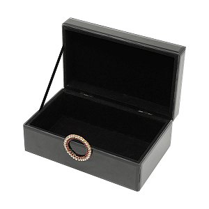 PORTA-JÓIAS DE MADEIRA C/ESPELHO C/PUXADOR DOURADO 21X13X8,5cm