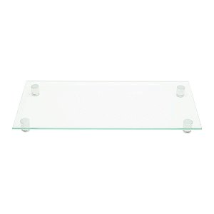 BANDEJA DE VIDRO C/PÉ DE INOX 44X20X6cm