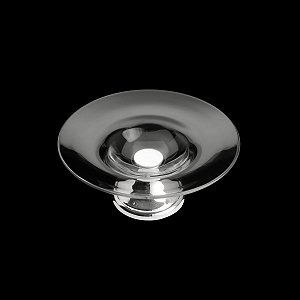 CENTRO DE MESA DE VIDRO C/PÉ DE AÇO INOX MOON 29,5X13cm
