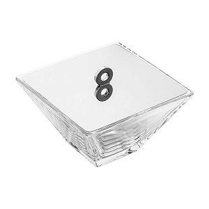 BALEIRO DE VIDRO C/TAMPA DE AÇO INOX VENEZA 14X8,5CM