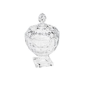 BOMBONIERE DE CRISTAL C/PÉ E TAMPA DIAMANT 11,5X14CM