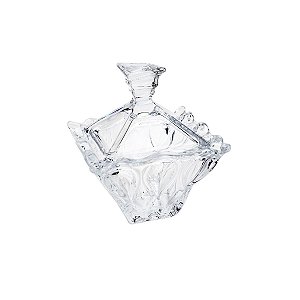BOMBONIERE DE CRISTAL C/TAMPA BLOB ÂMBAR 10,5X12,5CM