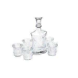 CJ 7 PC 1 GARRAFA DE WHISKY 550ml E 6 COPOS DE CRISTAL 240ml