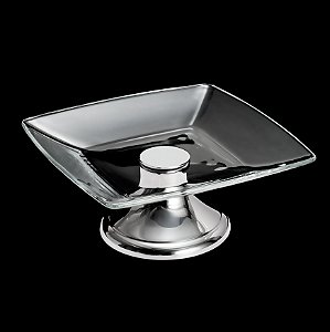 PRATO P/BOLO DE VIDRO C/PÉ DE AÇO INOX TORCELLO 23CM