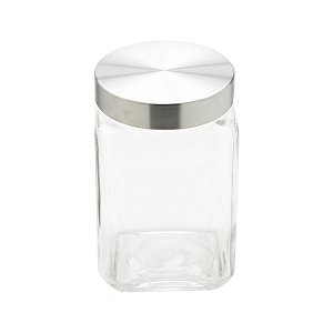 CJ 3 PORTA MANTIMENTOS VIDRO AÇO QUADRADO 1,6L/1,20L/790ML