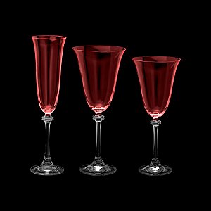 CJ 18 TAÇAS DE CRISTAL ECOLÓGICO ALEXANDRA VERMELHA