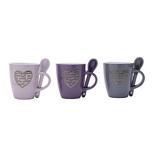 CANECA DE PORCELANA C/COLHER LOVE 200ML