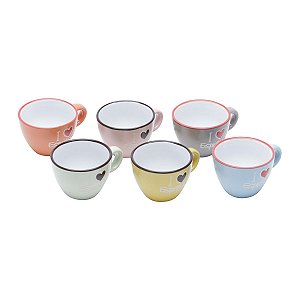 CJ 6 XÍCARAS DE CAFÉ DE PORCELANA COLORIDAS I LOVE ESPRESSO
