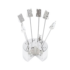 CJ 7PC PALITOS P/PETISCO C/ BASE EM FORMA DE QUEIJO DE ZAMAC