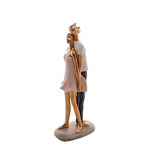 FIGURA DECORATIVA RESINA CASAL 11x7x30cm