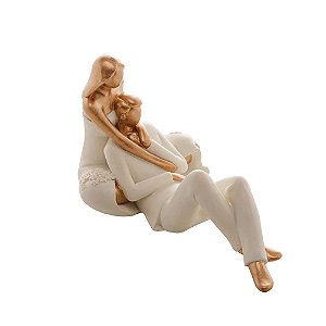 FIGURA DECORATIVA RESINA CASAL BRANCO 15x8x10cm