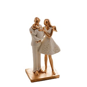 FIGURA DECORATIVA RESINA FAMÍLIA BRANCO 9x6x20cm
