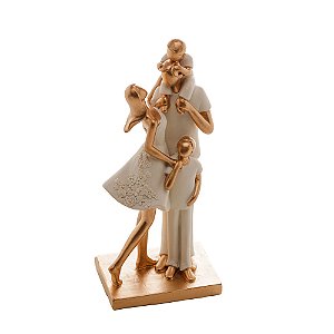 FIGURA DECORATIVA RESINA FAMÍLIA BRANCO 9x7x20cm
