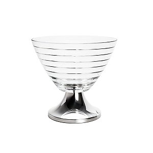 FRUTEIRA DE VIDRO C/PÉ DE AÇO INOX BAGUETTE 25X22,5CM
