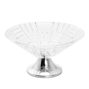 FRUTEIRA DE CRISTAL C/PÉ DE AÇO INOX GEOMÉTRICO 34,5X18CM