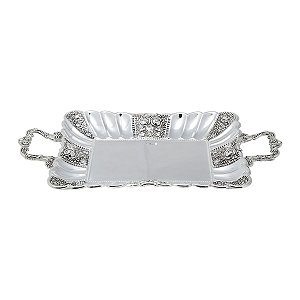 BANDEJA DE ZAMAC C/ALÇA ANTIQUE 42X25X6,8cm