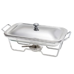 RECHAUD ARAMADO C/REFRATÁRIO E TAMPA DE AÇO INOX 37X23CM