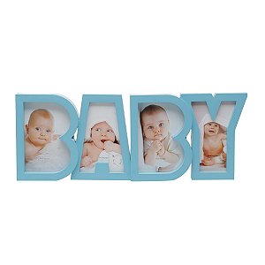 PORTA-RETRATO DE PLASTICO P/4 FOTOS BABY AZUL 10x15cm