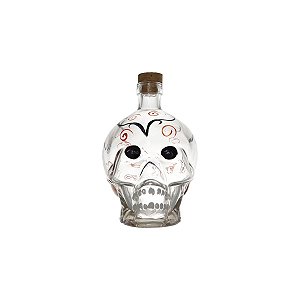 GARRAFA DE VIDRO COM DESENHO DE CRÂNIO 750ML