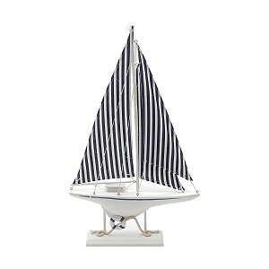 BARCO À VELA DECORATIVO DE MADEIRA E CORDA DE CÂNHAMO