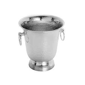 BALDE DE LATÃO P/VINHO HAMMERED PRATEADO 23,5X22X23cm