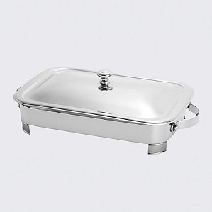 SUPORTE DE AÇO INOX C/REFRATÁRIO E TAMPA MANHATTAN 34X21CM