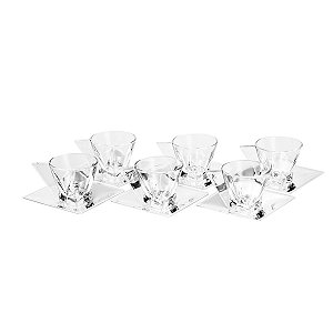 JG 6 XÍCARAS P/CAFÉ DE VIDRO C/PÍRES DE AÇO INOX VENEZA