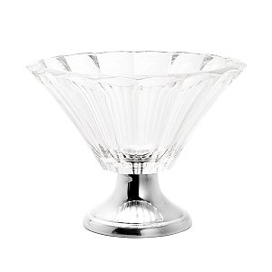 FRUTEIRA DE VIDRO C/PÉ DE AÇO INOX DOGE 26X20CM