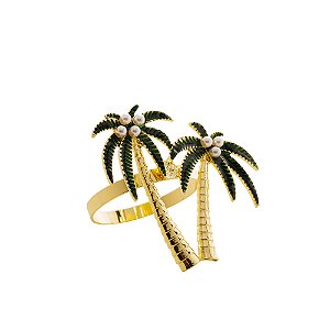 CJ 4 ANÉIS P/GUARDANAPOS ZINCO PALMEIRAS DOURADO 6x6x4cm