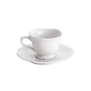 JG 6 XÍCARAS DE CAFÉ COM PIRES DE PORCELANA ALTO RELEVO