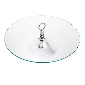 PRATO DE VIDRO P/FRIOS C/PÉ DE AÇO INOX 40CM