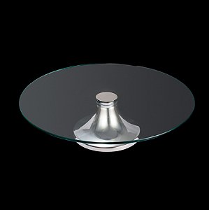 PRATO P/BOLO DE VIDRO C/PÉ DE AÇO INOX MÔNACO 40CM