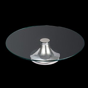 PRATO P/BOLO DE VIDRO C/PÉ DE AÇO INOX MÔNACO 33CM