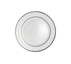 JG 6 PRATOS RASO DE PORCELANA BONE CHINA BLUE SILVER