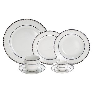 JG DE JANTAR DE PORCELANA BONE CHINA BLUE SILVER ALTO RELEVO