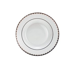 JG 6 PRATOS FUNDO DE PORCELANA BONE CHINA BLUE GOLD