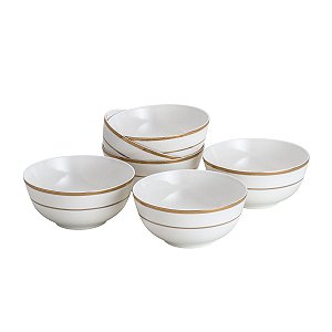 CJ 6 TIGELAS DE PORCELANA ALTO RELEVO GOLD 630ML